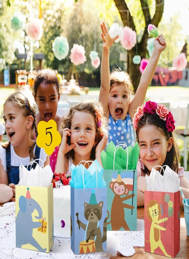 Weekgrat 24 Pcs Animal Parade Party Bags Bulk Animal Theme Gift Bag with Handles Cute Flamingos Raccoon Monkey Goodie Paper Supplies for Birthday Party Baby Shower Decoration - Image 5